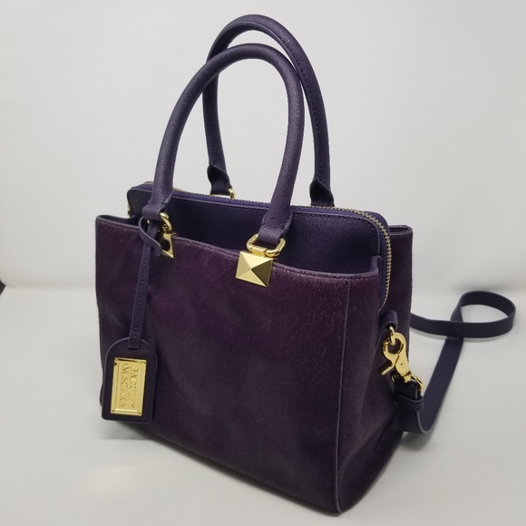Bagley Mischka Purple Calf Hair Fur & Gold Handbag & Crossbody Bag - Picture 5 of 16